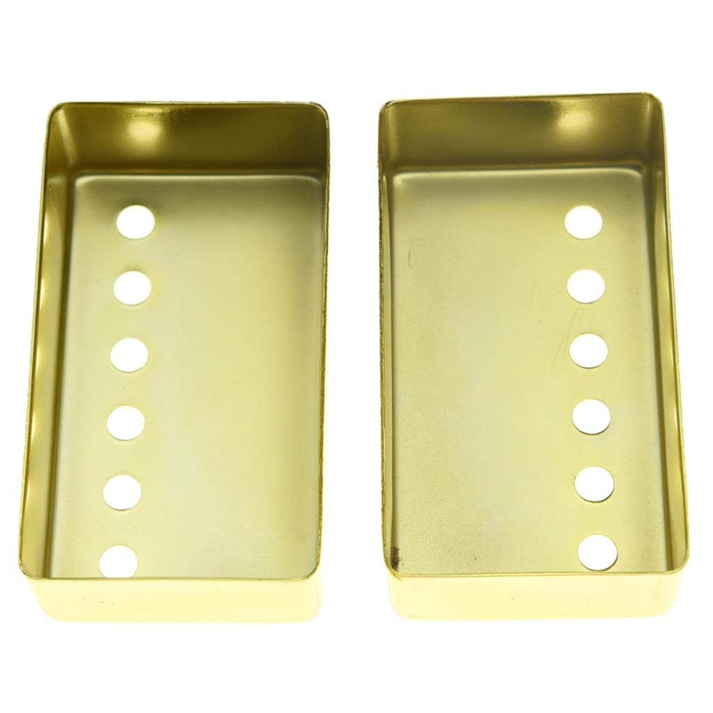 Dopro Set of 2 Metal Humbucker Guitar Pickup Cover Brass Humbucker Pickup Covers 49.2mm/52mm Pole Spacing Gold